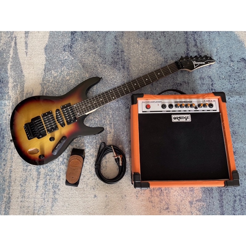 Paket Gitar Ibanez S Series Warna Sunbrus Dan Ampli Orange