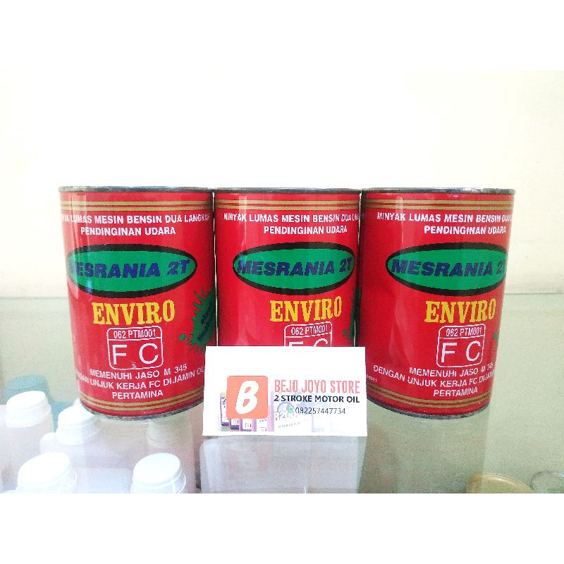 Oli samping MESRANIA 2T ENVIRO logo kuda laut