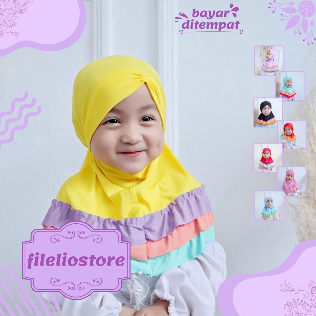 Jilbab Anak Bayi Perempuan Gotik Pelangi / Hijab Anak Baby Murah / Kerudung Anak Bayi