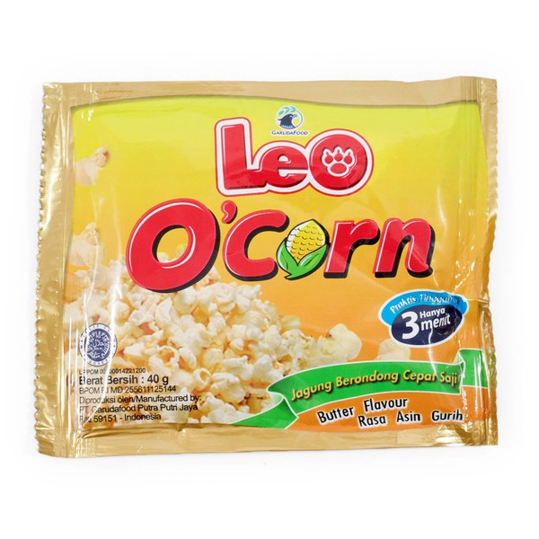 

LEO O-CORN Butter Popcorn 40g - Pop-Corn Rasa Mentega Asin Gurih