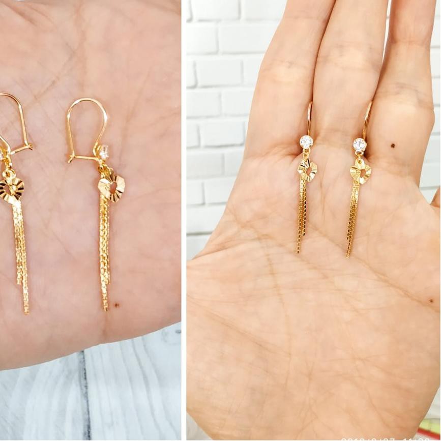 ✭ ANTING RUMBAI KETUPAT PERAK ASLI GOLD S925 CC603 ✴