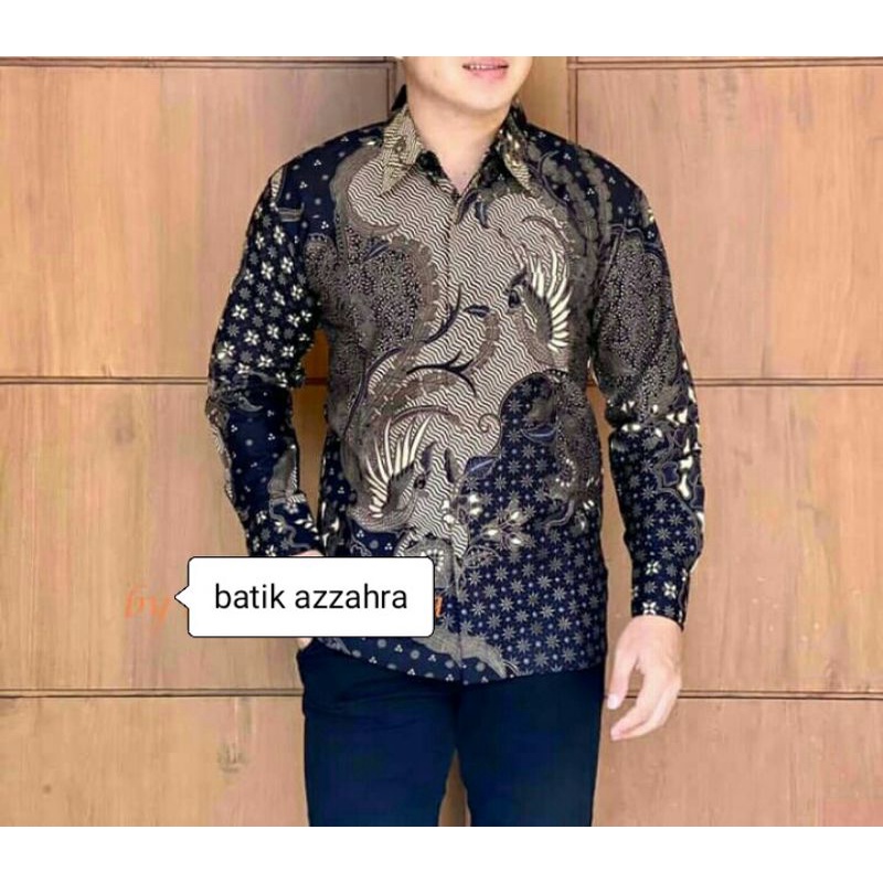 kemeja batik pria SLIMFIT lengan panjang lapis furing