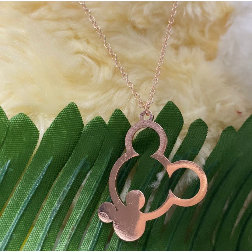 COD! kalung titanium liotnin mickey head rosegold anti karat import