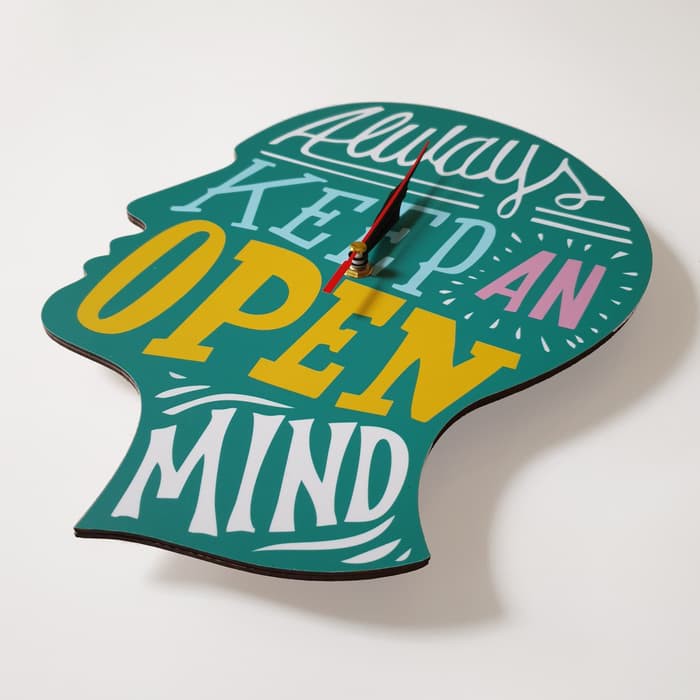 Jam Dinding Motivasi - Open Mind - Quartz sweep movement