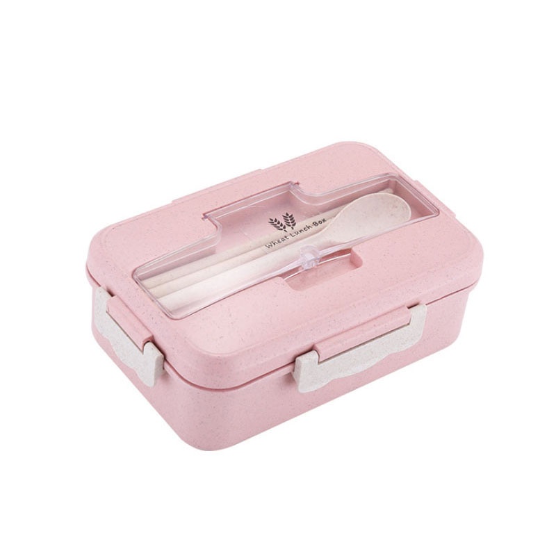 Kotak Bekal Makan Jerami / Kotak Makan Anti Tumpah Free Sendok dan Sumpit / Lunch Set BOX / Box Makan