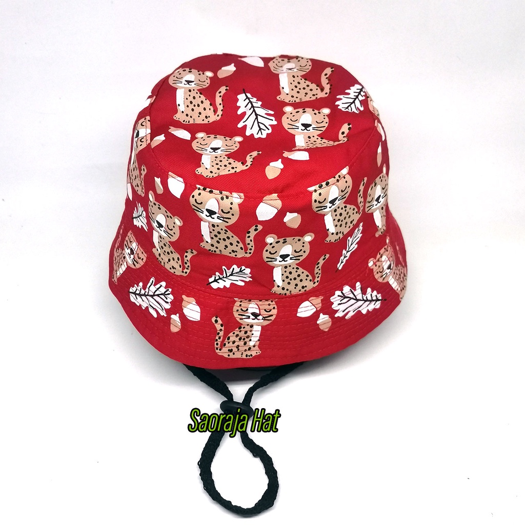 Topi Bucket Hat Anak 3-12 tahun Motif Citah Pakai Tali dan Stopper