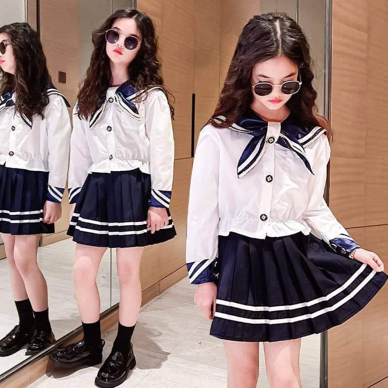 Setelan Rok Anak Perempuan Premium Little Sailor NAVY BLUE