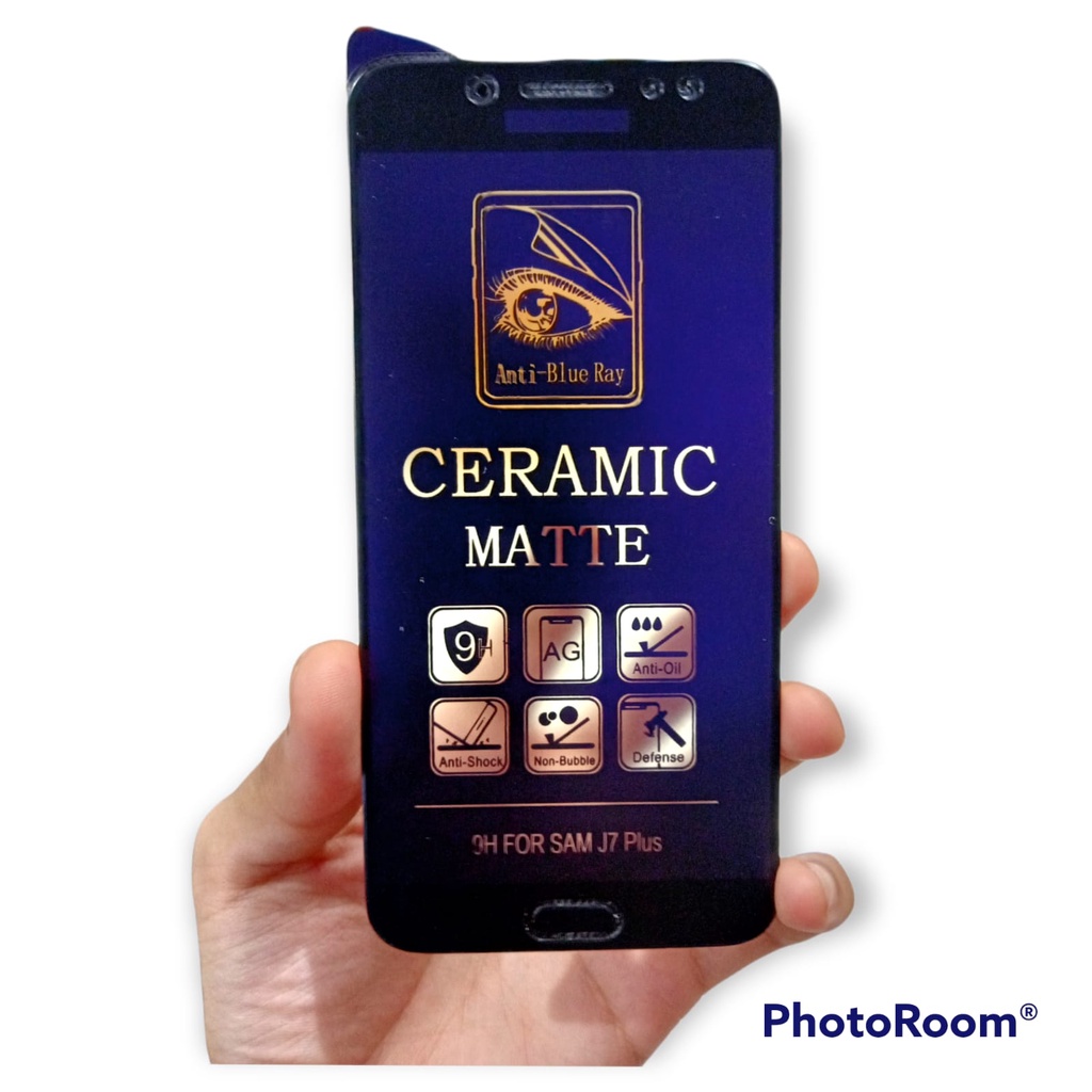 CMAB Ceramic Matte Anti Blue Samsung J7 Pro J730 J7 Plus Anti Gores Glare Full Layar No Sidik Jari