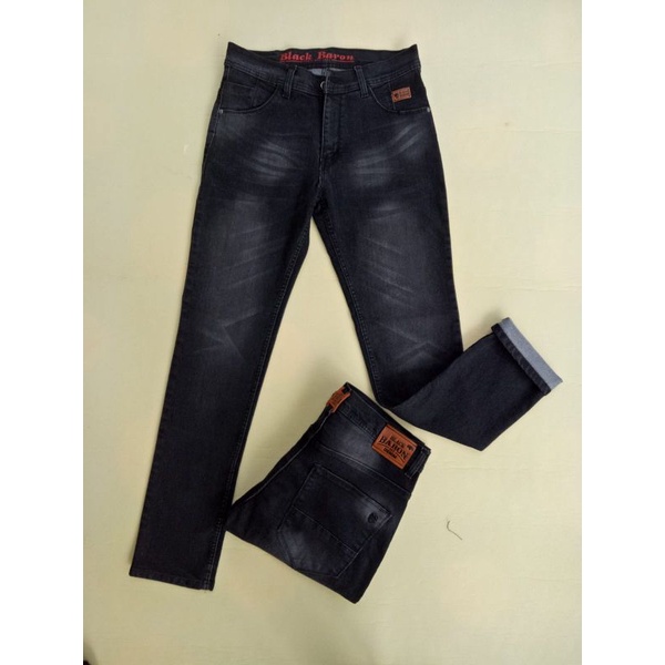 CELANA JEANS PANJANG PRIA DISTRO WISKER BLACK BARON