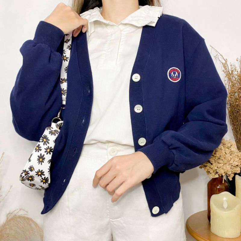 Cardigan Navy Academia Golf + Sweater noton academia white