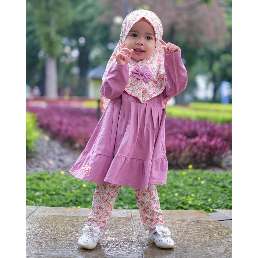 Gamis Anak Perempuan Trendy / Baju Muslim Anak eLBi / Baju Muslim Anak Perempuan Nayla 1 Tahun - 6 Tahun