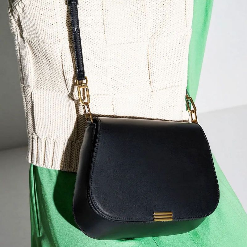 CK Linear Metallic Accent Shoulder Bag