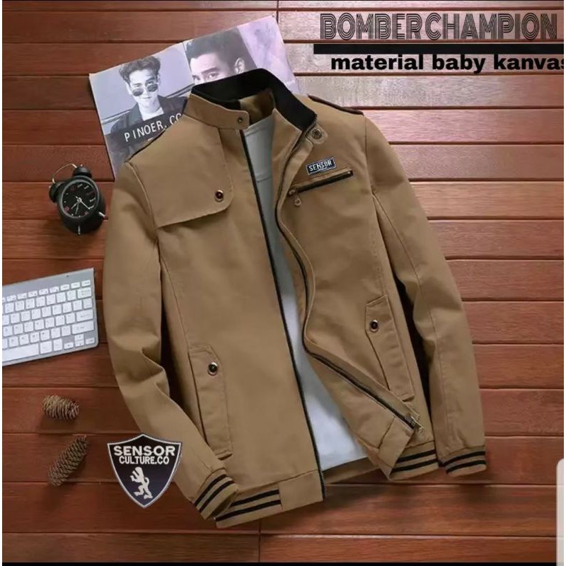 JAKET BOMBER PRIA /JAKET BOMBER CHAMPION/BOMBER KANVAS MILENIAL