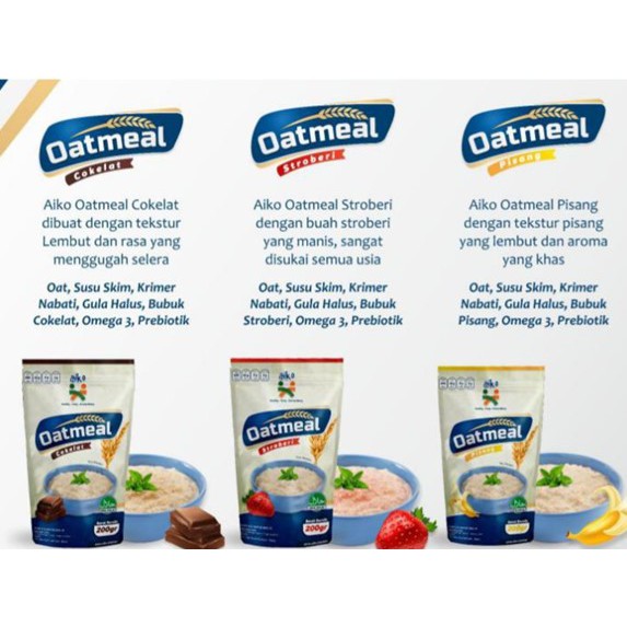 Oatmeal AIKO 200g Buah Untuk MPASI / cemilat diet / AIKO Baby Oatmeal Buah Untuk Makanan Pendamping ASI / Bubur Oatmeal mpasi Oatmeal Aiko BB Booster No MSG