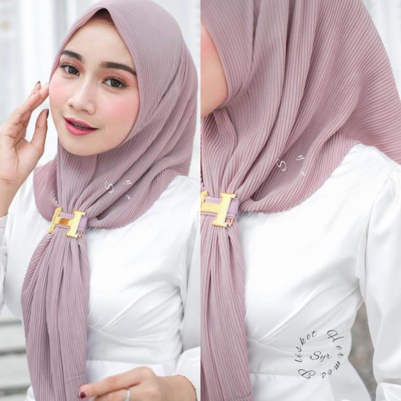 HIJAB SEGI 4 PLISKET + RING H BAHAN CERUTY BABYDOL ARMANI