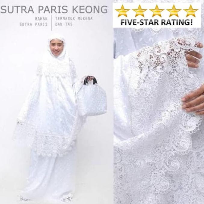 Mukena putih katun paris swaroski
