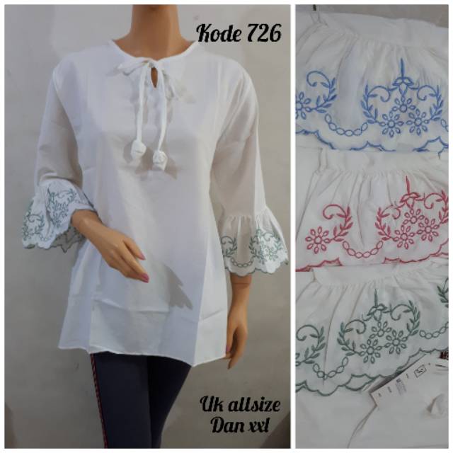 BLOUSE BORDIR WANITA ATASAN PUTIH