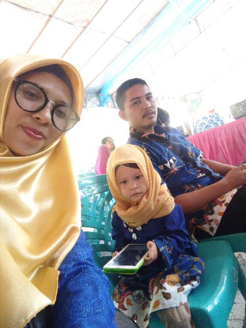 Qnunbatik Batik Keluarga/family Gamis Muslim Adelia Madura Biru