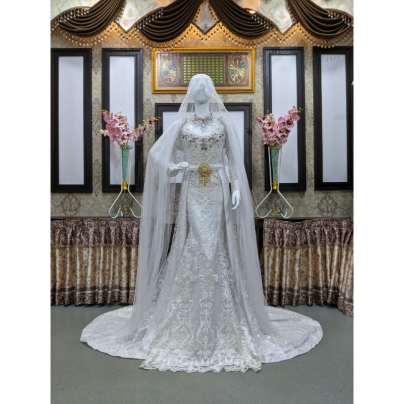 GAUN WEDDING MEWAH FULL PAYET //GAUN PENGANTIN WEDDING BEREKOR//GAUN