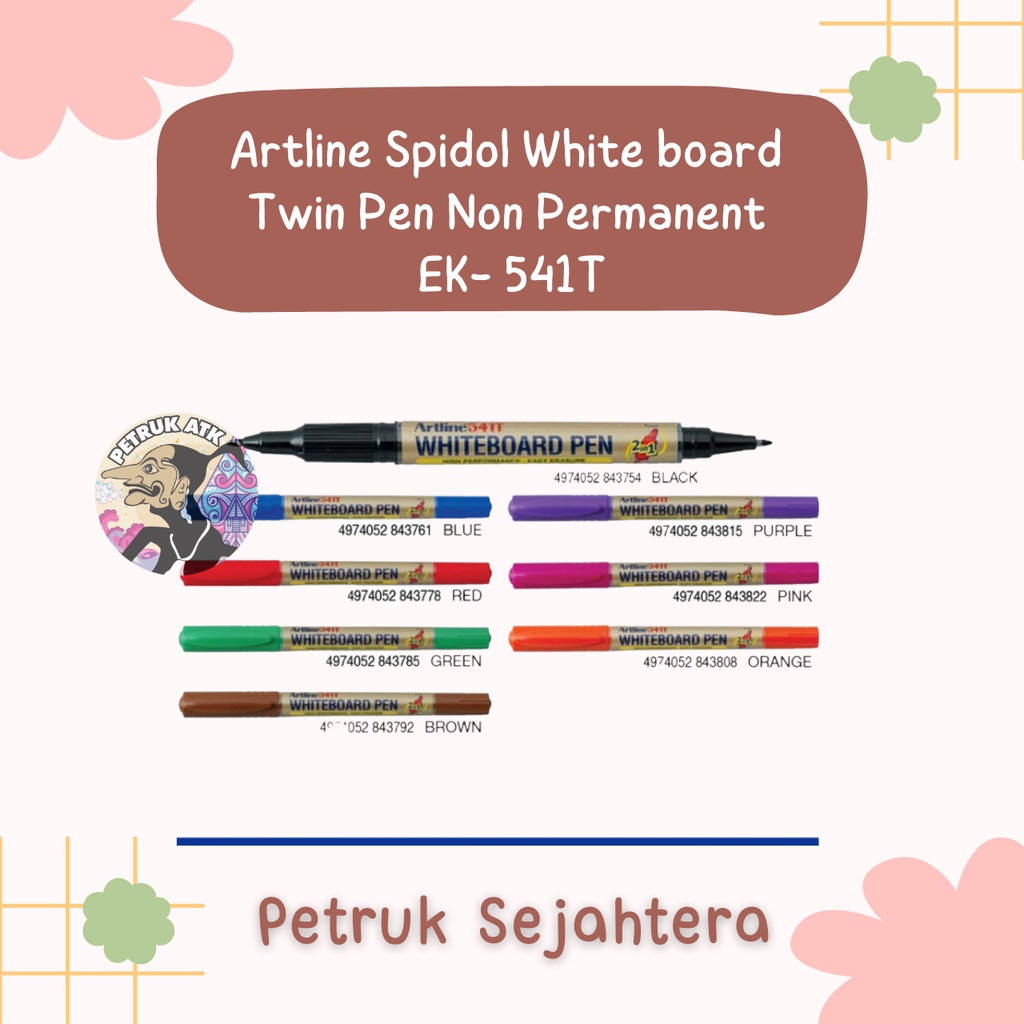 

[PCS] SPIDOL PAPAN TULIS WHITEBOARD PEN ARTLINE EK-541T TWIN PEN NON PERMANENT*