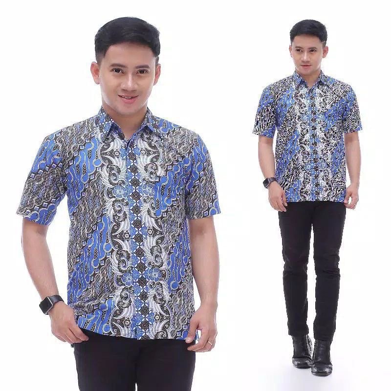 BSWART Batik HRB026 Kenongo Hem Pendek Padi Pekalongan M L XL XXL Batik Pria MURAH terlaris