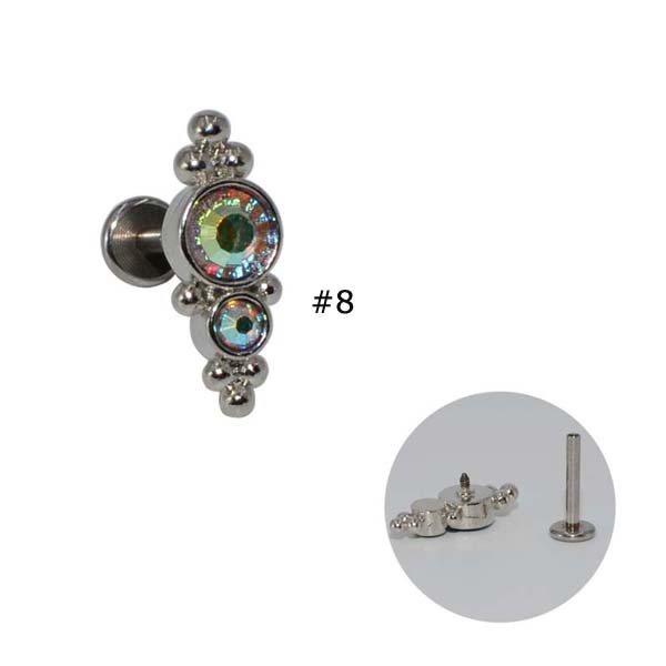 1piece Labret Ear Lobe Stud Internally Threaded Helix Conch Piercing 16G Female Stainless Steel