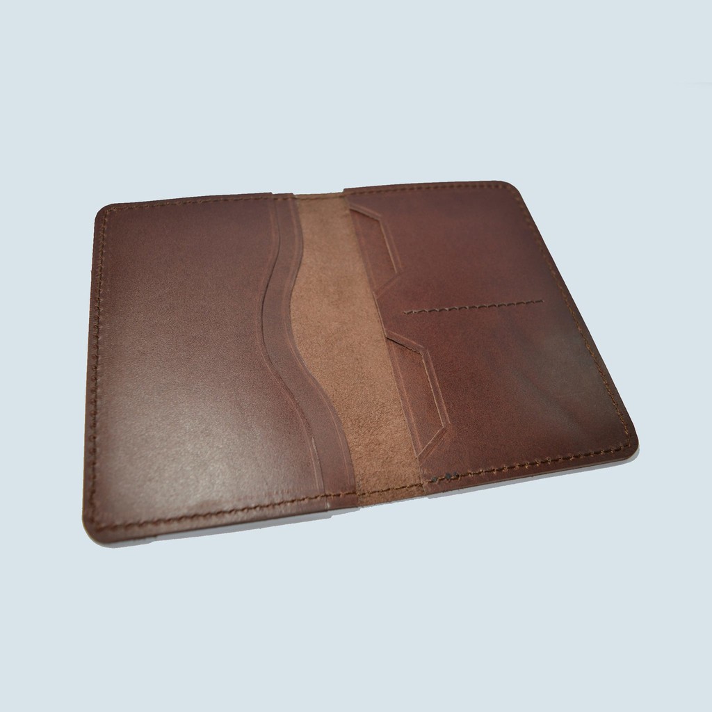 dompet passport - passport cover simpel kulit sapi asli warna coklat