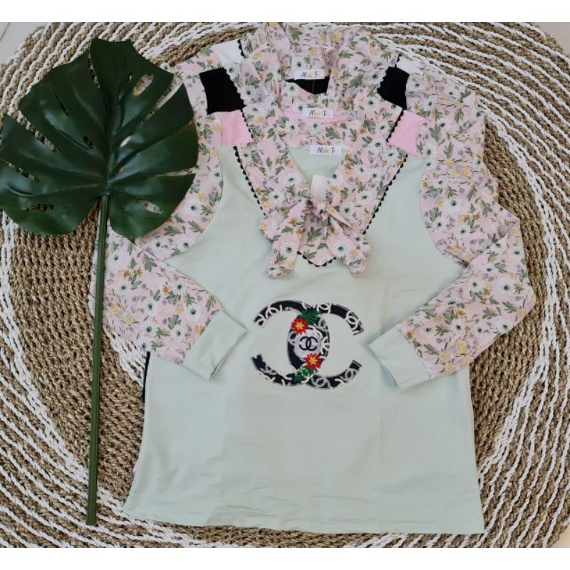 MF Top Blus Bahan Kaos tiramisu + Soft siffon