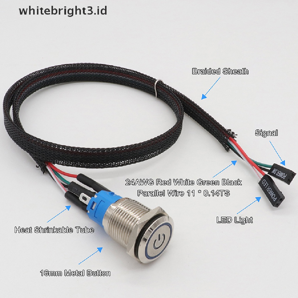 (whitebright3.id) Saklar Tombol Power SW Dengan Kabel Untuk Komputer PC