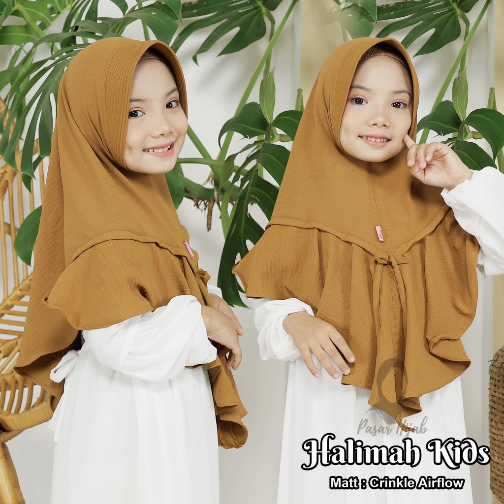 Kerudung Anak HALIMAH KIDS Crinkle Airflow Premium Jilbab Anak Airflow Anti Kusut Pasar Hija'b