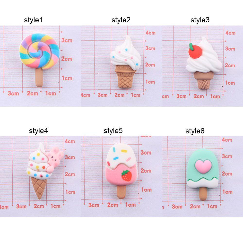 ❈Rowan ROWAN ROWAN❈ 10 Pcs Aksesoris Hiasan Kepala Bentuk Es Lolipop Bahan Resin Untuk Dekorasi Case Hp