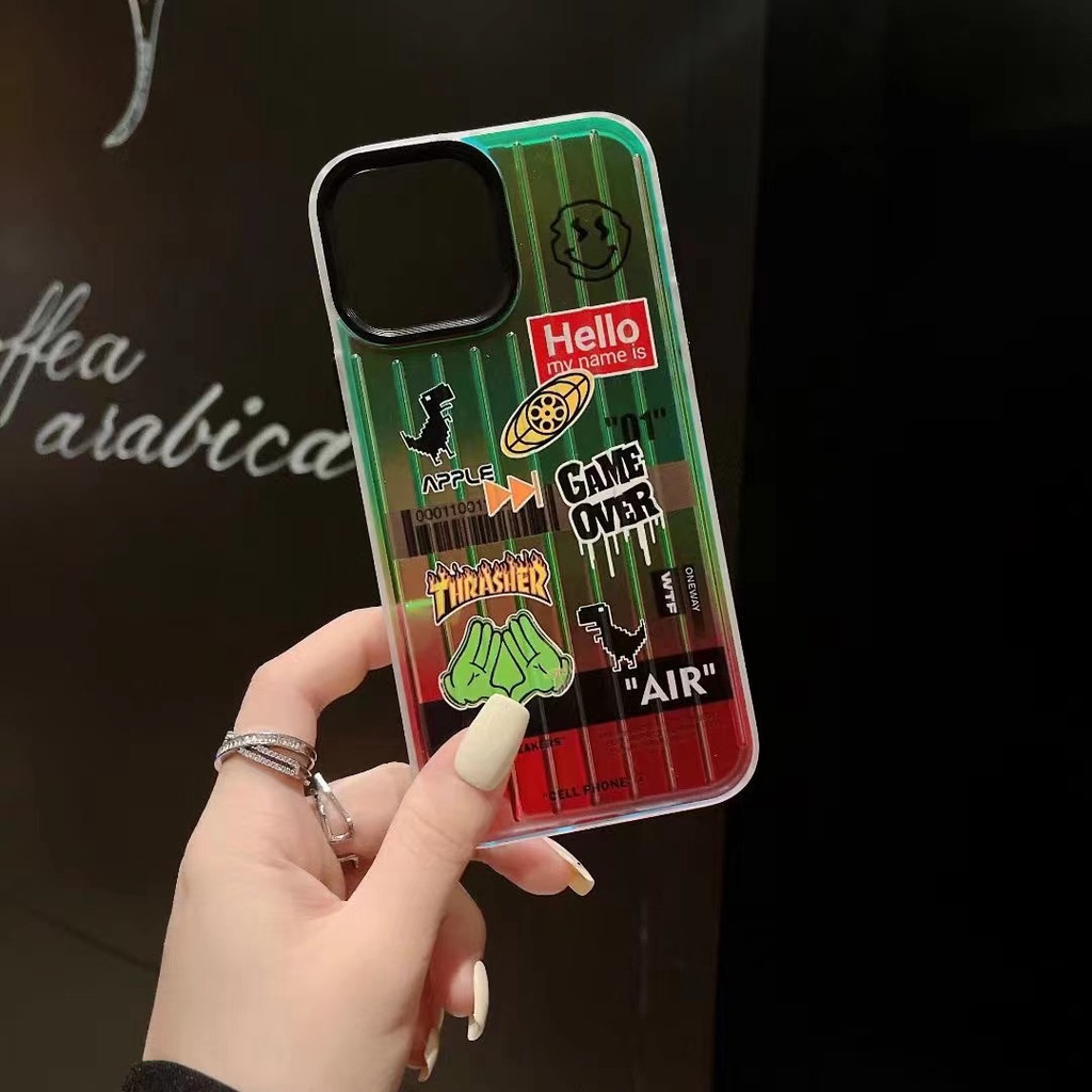 LASER TIDE BRAND PERSONALITY LABEL MOBILE PHONE CASE FOR CASE IPHONE 11 12 13 14 PRO MAX 14MAX XR X XS MAX HIGH-END CREATIVE ANTI-FALL HARD CASE