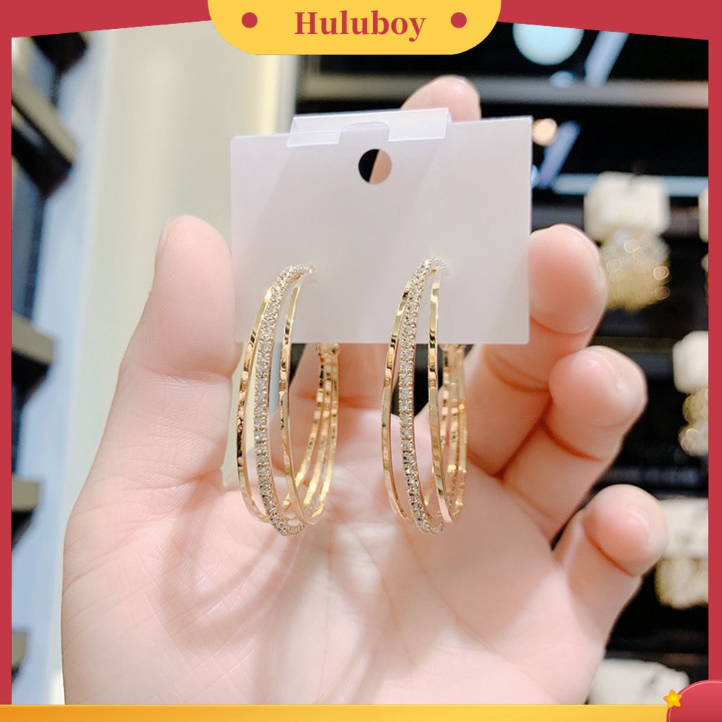 Hu Hu Hu Hu Hu Alat Bantu Pasang Kacamata♡ 1 Pasang Anting Juntai Bentuk Bulat Aksen Berlian Imitasi Portable Anti deformed Untuk Wanita