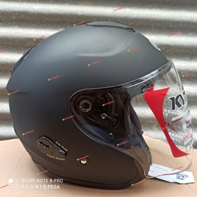 HELM KYT KYOTO R SOLID BLACK MATT HITAM DOFF GORILLA GREY DOFF ORIGINAL