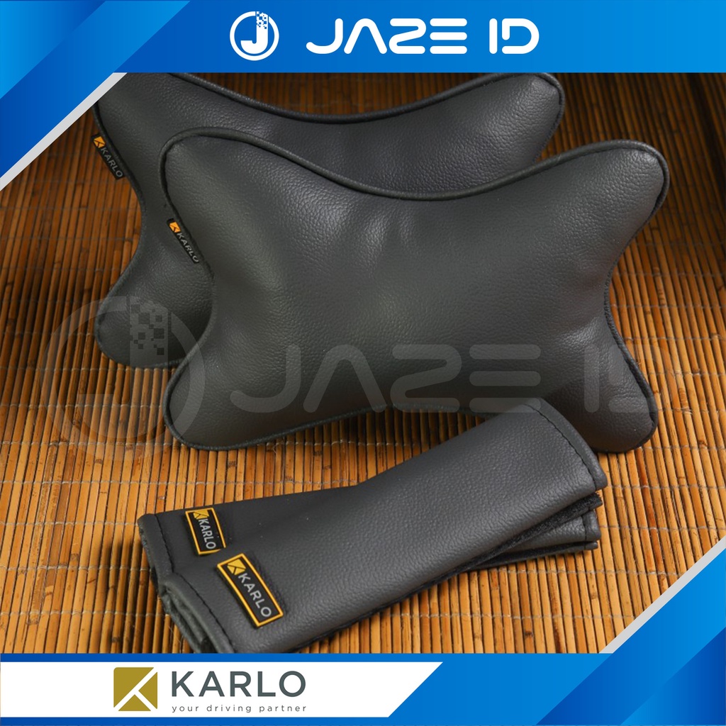 Karlo Paket Bantal Leher Seatbelt Premium Mobil Basic Grey Abu Abu