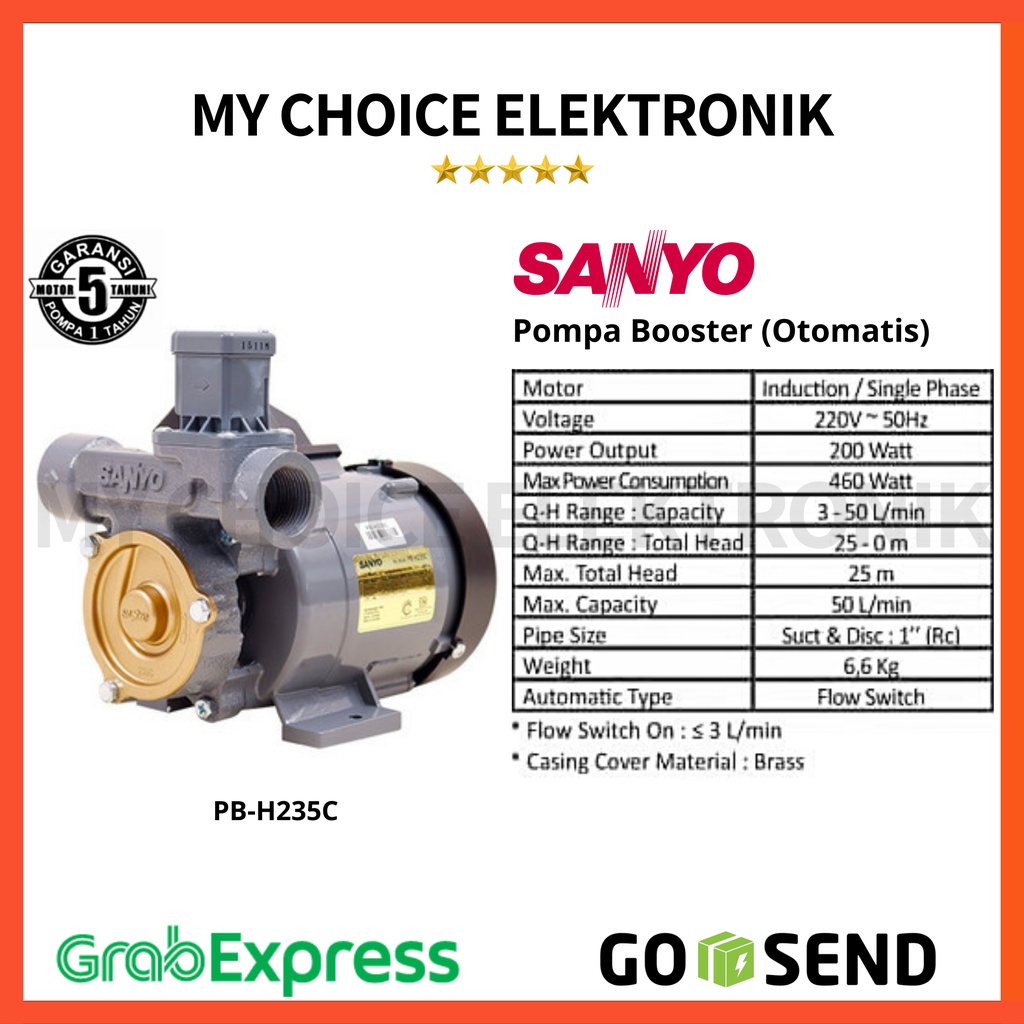 SANYO Pompa Booster Otomatis PB-H235 C / PBH-235C