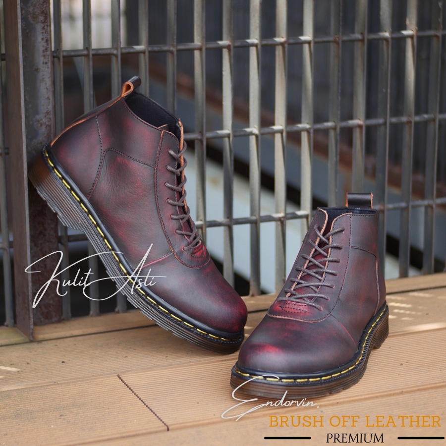SVEND 02 MAROON Sepatu Spatu Boots Bots Bot But Buts Casual Kasual Safety Pria Cowok Cowo Wanita Cew