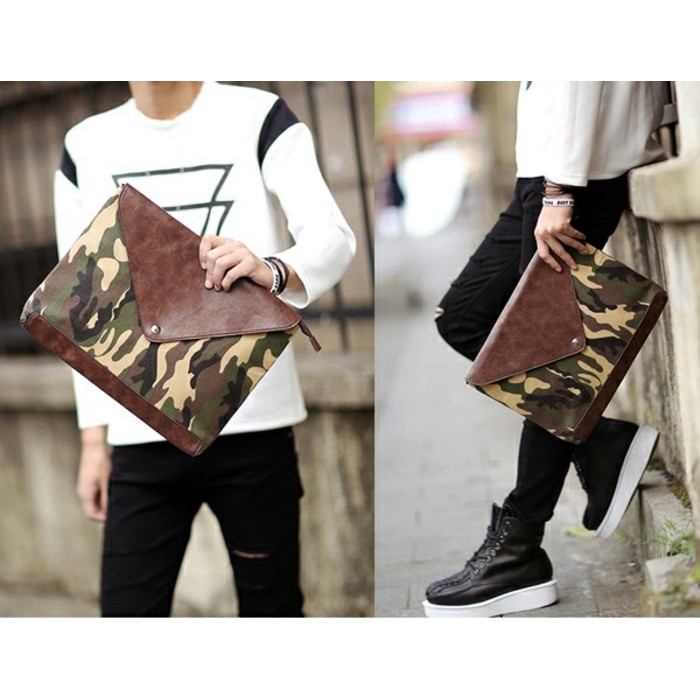 CLUTCH CAMO PRIA -TAS TANGAN HANDBAG BESAR - HAND BAG ARMY LOOK - TAS IMPORT PRIA - CLUTH BESAR