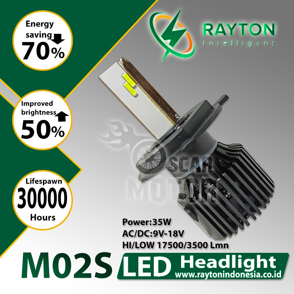 HID LAMPU UTAMA Rayton M02S With Fan Led Headlamp RTD Modul Kipas 50W motor motor