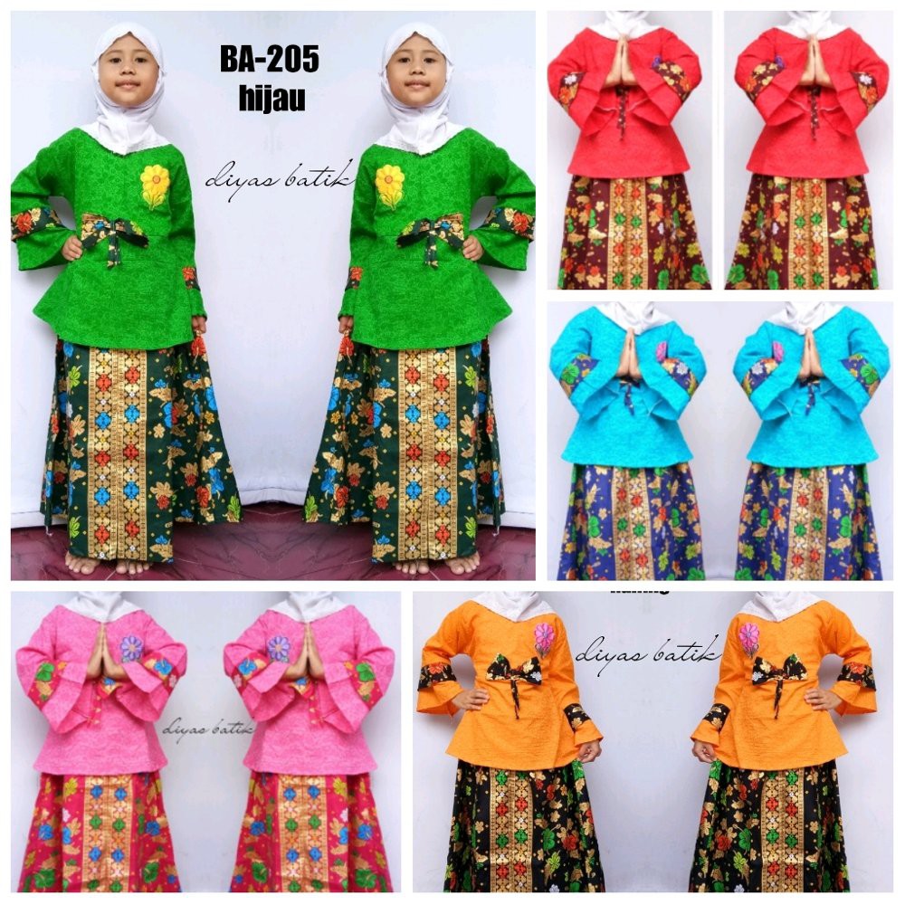 setelan baju mualim anak perempuan warna hijau BA-205