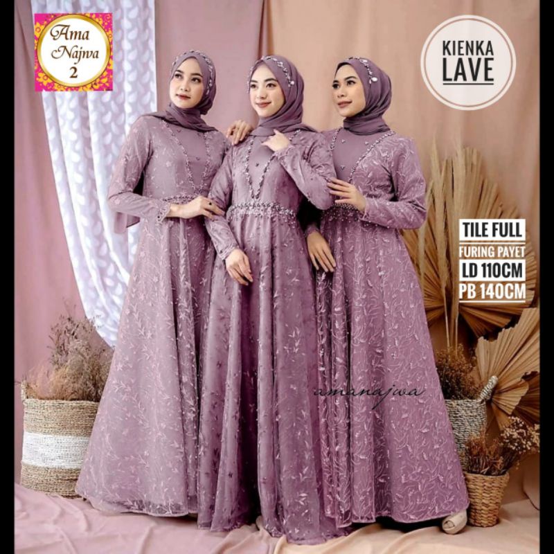 kienka gaun pesta - gamis pesta terbaru - gaun tile muslimah