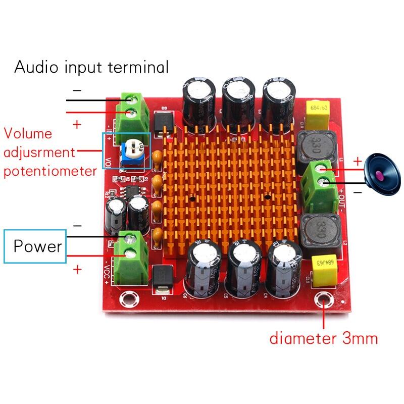 Papan Amplifier Digital TPA3116 150W D2, Papan Amplifier Audio Daya Digital Saluran Mono XH-M544 DC 12V 24V