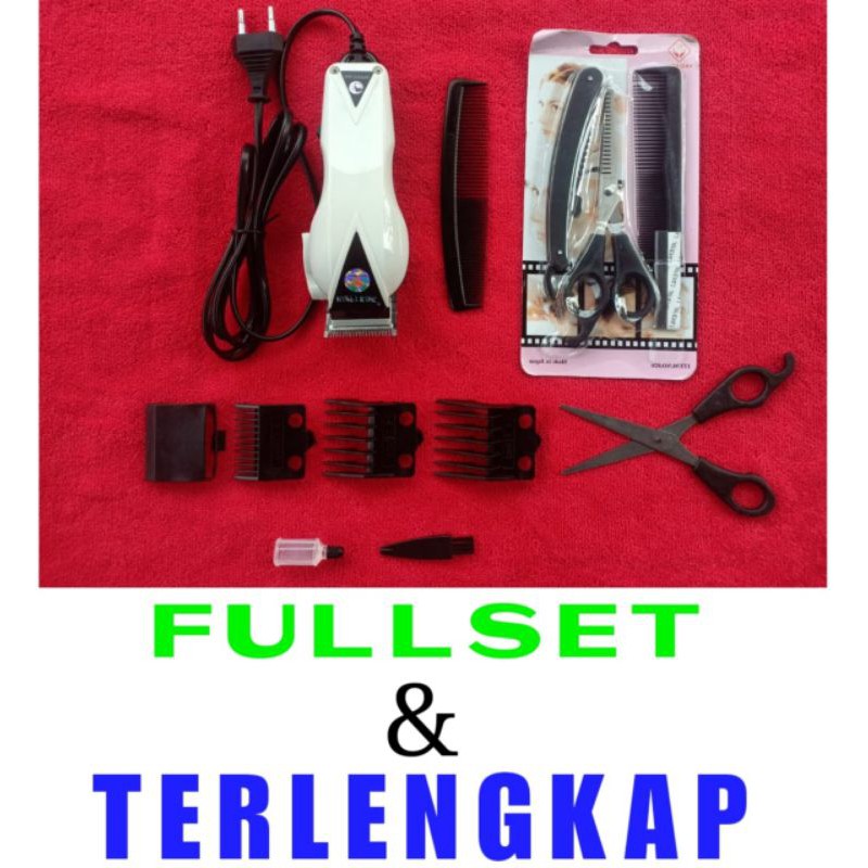 mesin cukur rambut full set terlengkap alat pangkas cukuran clipper potong rambut gunting rambut