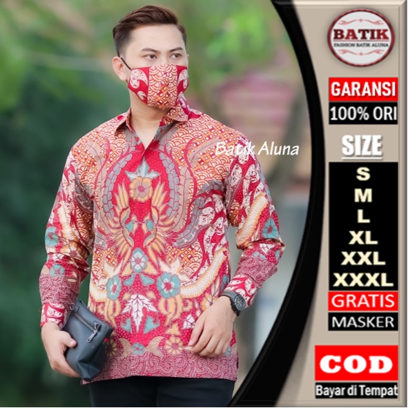 Kemeja Batik Pria Lengan Panjang Premium Solo Full furing Size Jumbo Terlaris Slimfit Terbaru Original Baju Batik Pria Lengan Panjang Modern Limited Edition FASHION BATIK ALUNA