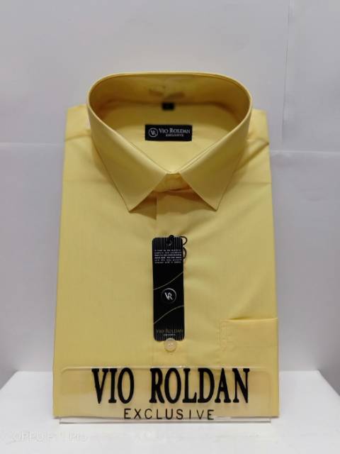 Kemeja Polos Pria Kemeja Katun Kemeja Kerja Kemeja Formal Kemeja Pria KUNING 1