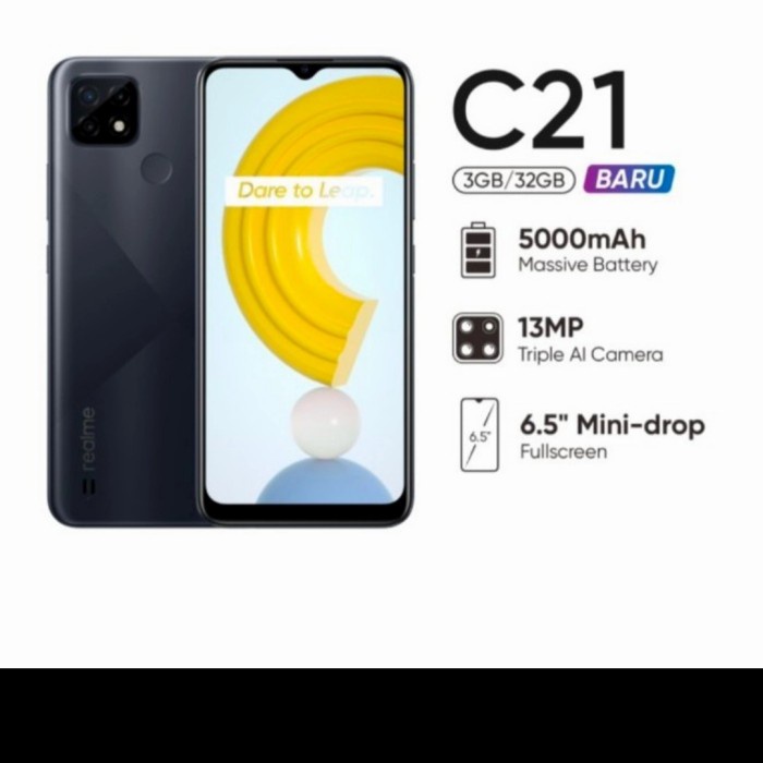 Realme C21 ram 3/32 resmi - Hitam