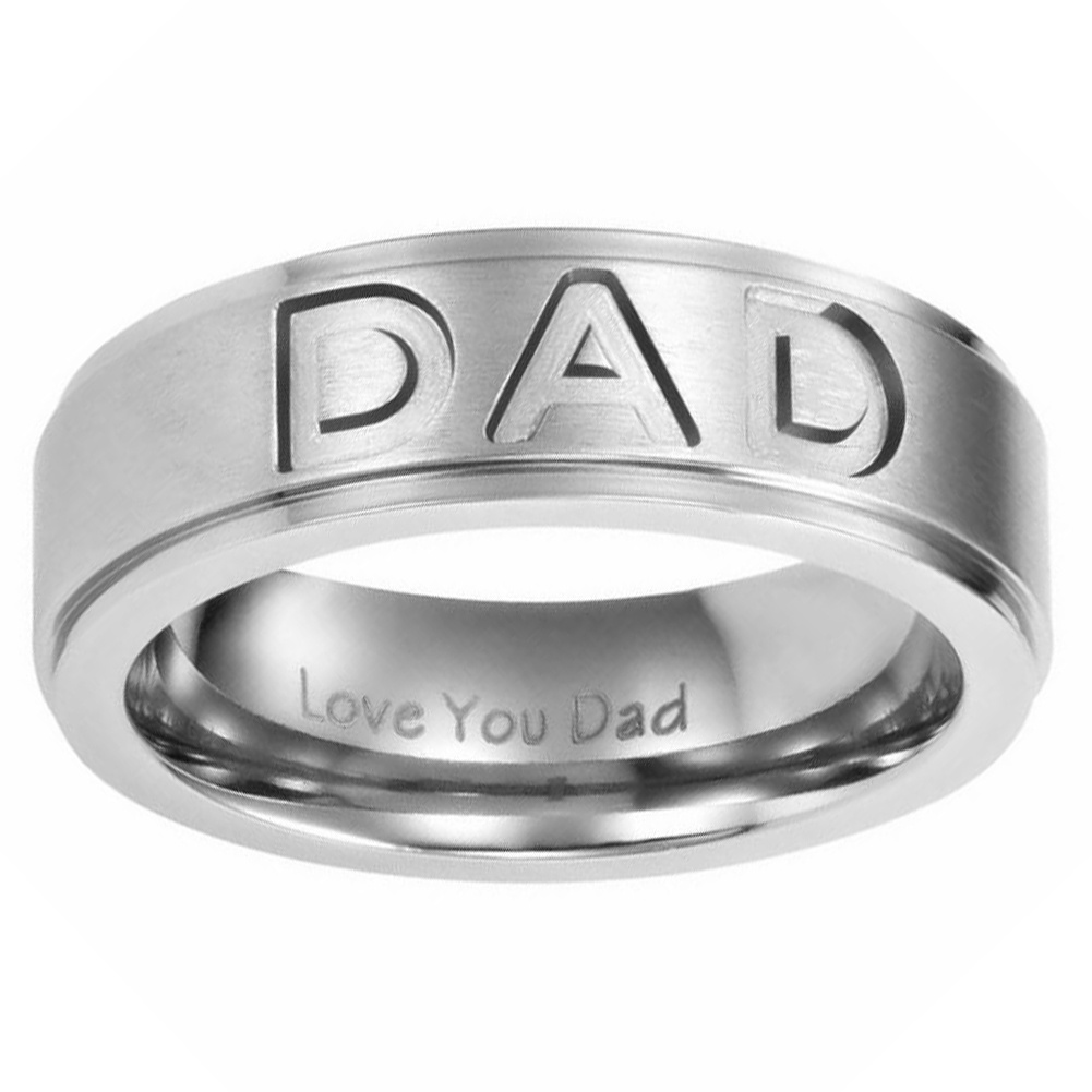 Hu Hu Hu Hu Hu Alat Bantu Pasang Kacamata♡ Cincin Stainless Steel Motif Ukir Tulisan Dad Untuk Hadiah Hari Ayah