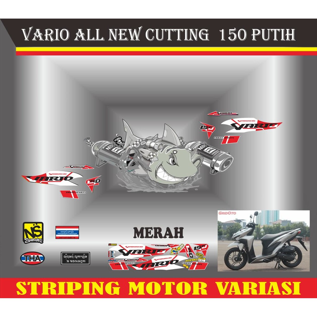 striping stiker motor vario all new cutting 150 putih