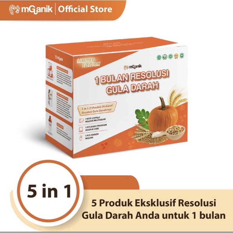 Mganik Multigrain Paket 1 Bulan  Resolusi Gula Darah - Free shaker - Buku panduan