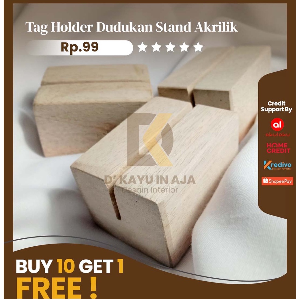 

TERMURAH....Wood Holder Card Tag Holder Kayu 8cm Stand Akrilik